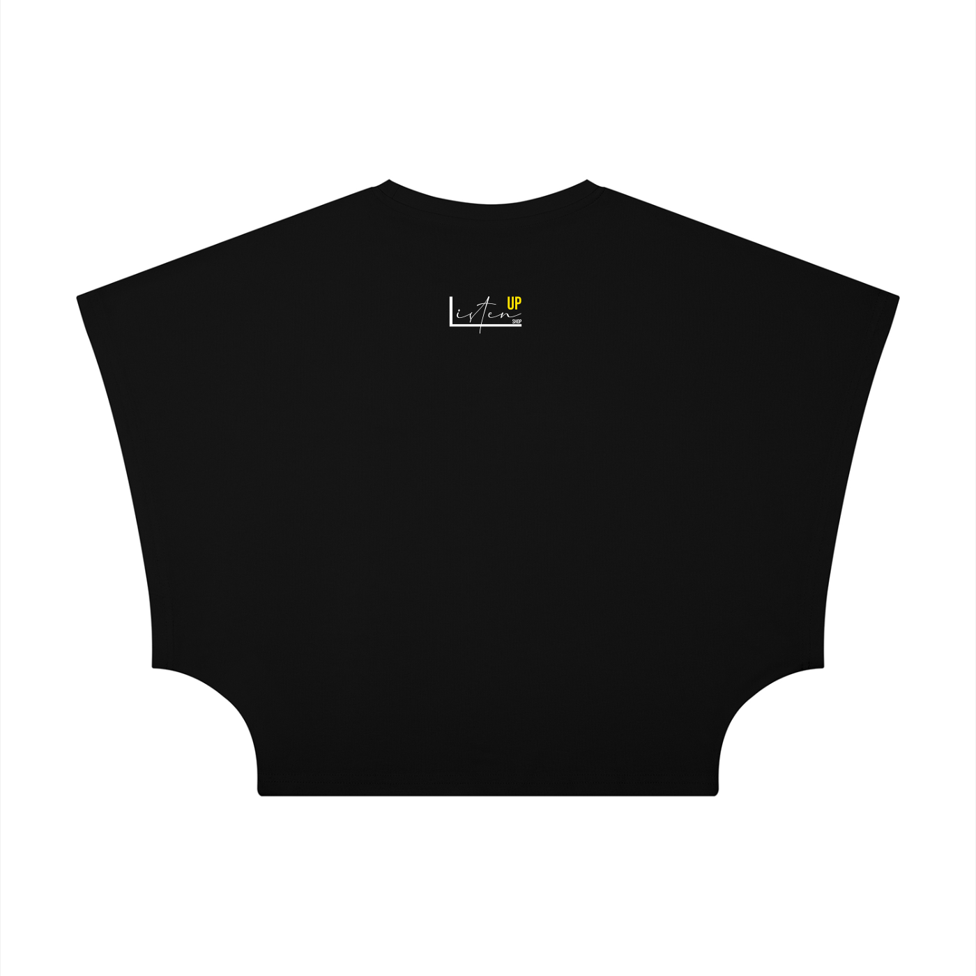Listen Up - Women's Cropped Dolman T-Shirt Black