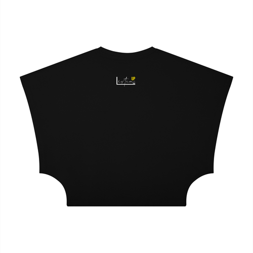 Listen Up - Women's Cropped Dolman T-Shirt Black