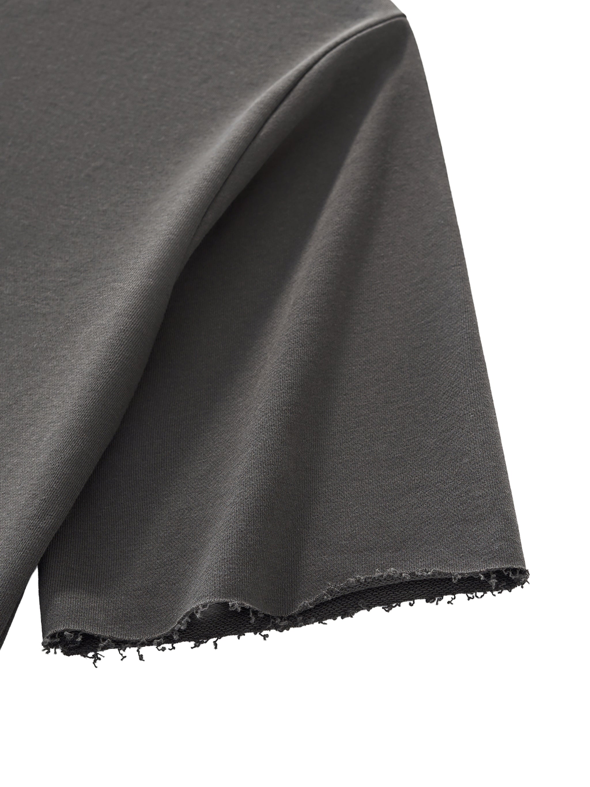 LISTEN UP SHOP - Boxy Half-Sleeve Raw-Edge T-Shirt